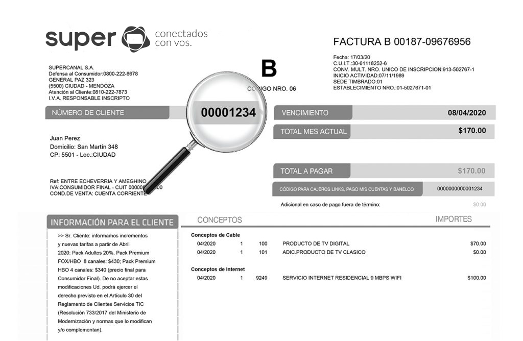 Factura de referencia con Número de Cliente